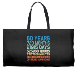 60th birthday 60 years of being awesome wedding anniversary t shirt Weekender Totes | Artistshot