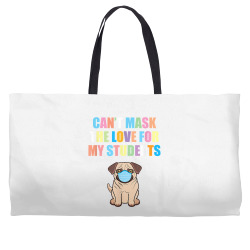 can't mask the love for my students school teacher pug dog t shirt Weekender Totes | Artistshot