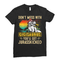 womens fun women retro gigisaurus dinosaur t rex mothers day t shirt Ladies Fitted T-Shirt | Artistshot