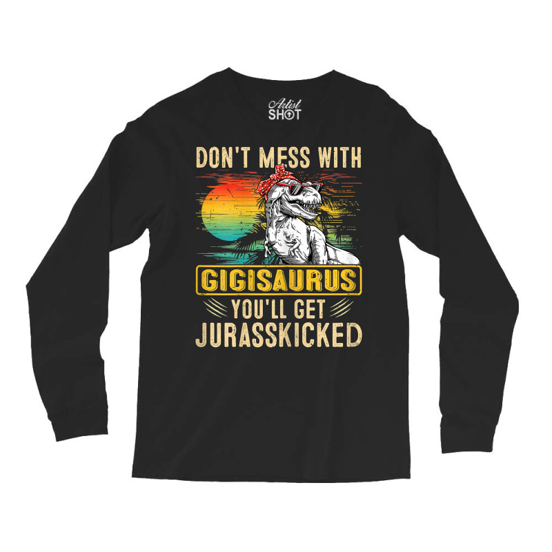 Womens Fun Women Retro Gigisaurus Dinosaur T Rex Mothers Day T Shirt Long Sleeve Shirts | Artistshot
