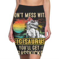 Womens Fun Women Retro Gigisaurus Dinosaur T Rex Mothers Day T Shirt Pencil Skirts | Artistshot