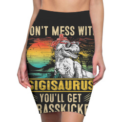 womens fun women retro gigisaurus dinosaur t rex mothers day t shirt Pencil Skirts | Artistshot