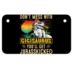 womens fun women retro gigisaurus dinosaur t rex mothers day t shirt Motorcycle License Plate | Artistshot