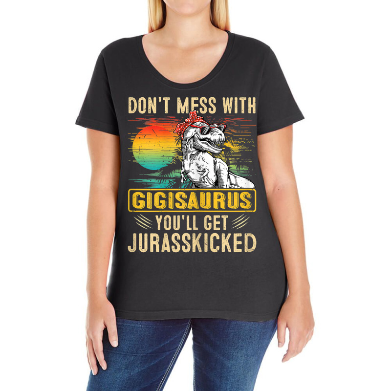 Womens Fun Women Retro Gigisaurus Dinosaur T Rex Mothers Day T Shirt Ladies Curvy T-shirt | Artistshot