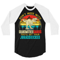 Womens Fun Women Retro Grandmothersaurus Dinosaur T Rex Mothers Day T 3/4 Sleeve Shirt | Artistshot