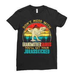 womens fun women retro grandmothersaurus dinosaur t rex mothers day t Ladies Fitted T-Shirt | Artistshot
