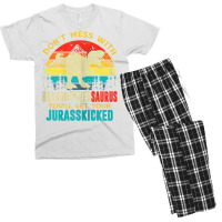 Womens Fun Women Retro Grandmothersaurus Dinosaur T Rex Mothers Day T Men's T-shirt Pajama Set | Artistshot