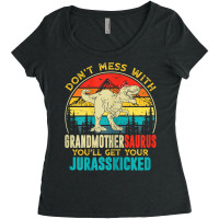 Womens Fun Women Retro Grandmothersaurus Dinosaur T Rex Mothers Day T Women's Triblend Scoop T-shirt | Artistshot