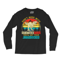 Womens Fun Women Retro Grandmothersaurus Dinosaur T Rex Mothers Day T Long Sleeve Shirts | Artistshot