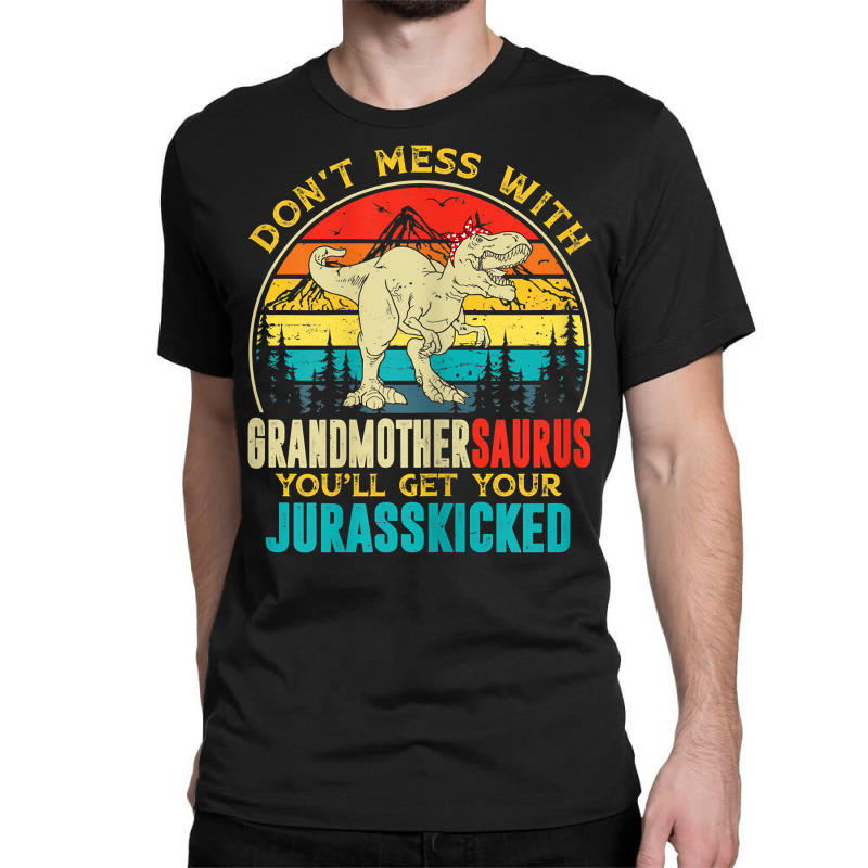 Womens Fun Women Retro Grandmothersaurus Dinosaur T Rex Mothers Day T Classic T-shirt | Artistshot