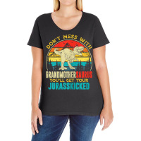 Womens Fun Women Retro Grandmothersaurus Dinosaur T Rex Mothers Day T Ladies Curvy T-shirt | Artistshot