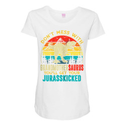 womens fun women retro grandmothersaurus dinosaur t rex mothers day t Maternity Scoop Neck T-shirt | Artistshot