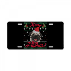christmas t shirt merry pugmas funny gift for pug lovers License Plate | Artistshot