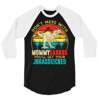 Womens Fun Women Retro Mommysaurus Dinosaur T Rex Mothers Day T Shirt 3/4 Sleeve Shirt | Artistshot