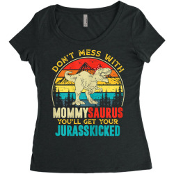 womens fun women retro mommysaurus dinosaur t rex mothers day t shirt Women's Triblend Scoop T-shirt | Artistshot