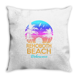 rehoboth beach delaware retro sunset summer vibe aesthetic t shirt Throw Pillow | Artistshot