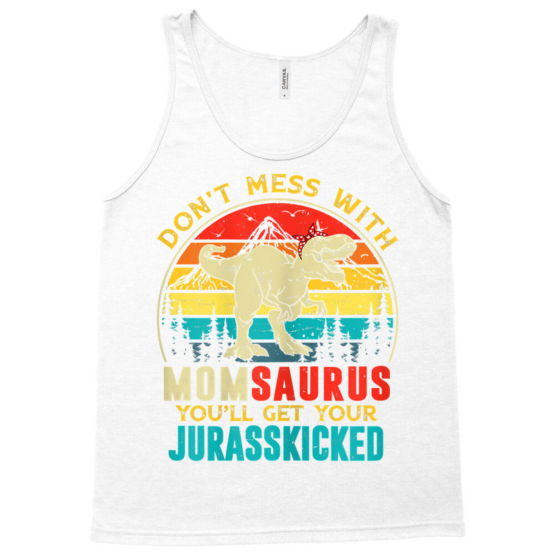 Womens Fun Women Retro Momsaurus Dinosaur T Rex Mothers Day T Shirt Tank Top | Artistshot