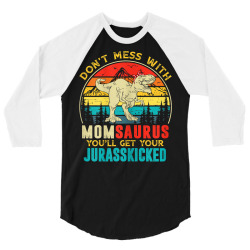 womens fun women retro momsaurus dinosaur t rex mothers day t shirt 3/4 Sleeve Shirt | Artistshot