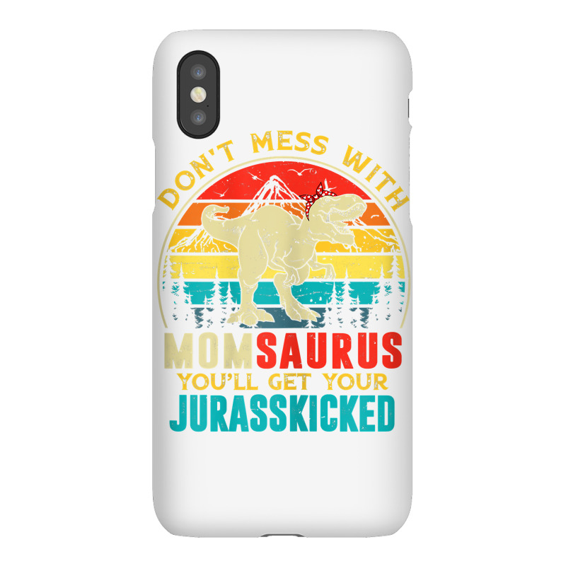 Womens Fun Women Retro Momsaurus Dinosaur T Rex Mothers Day T Shirt Iphonex Case | Artistshot