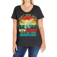 Womens Fun Women Retro Momsaurus Dinosaur T Rex Mothers Day T Shirt Ladies Curvy T-shirt | Artistshot