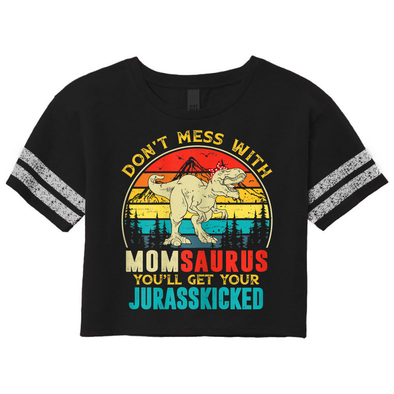 Womens Fun Women Retro Momsaurus Dinosaur T Rex Mothers Day T Shirt Scorecard Crop Tee | Artistshot