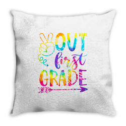 peace out first 1st grade happy last day of school tie dye t shirt Throw Pillow | Artistshot