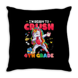 i'm ready to crush 4th grade cute unicorn back to school t shirt Throw Pillow | Artistshot
