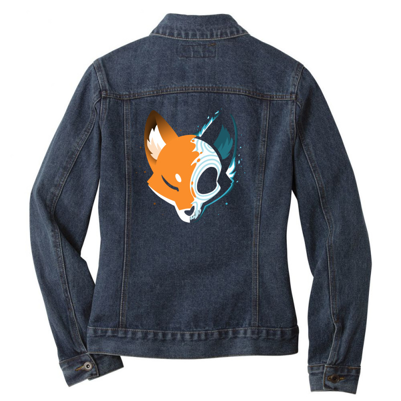 Skull Fox Ladies Denim Jacket by davins | Artistshot