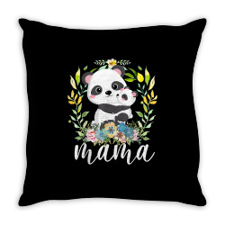 flowers mom & cute baby panda   animal mama mother's day t shirt Throw Pillow | Artistshot