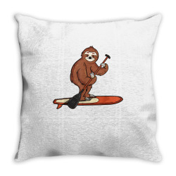 funny paddleboarding sloth paddle board stand up paddleboard t shirt Throw Pillow | Artistshot