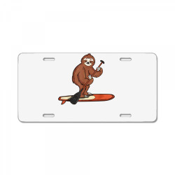 funny paddleboarding sloth paddle board stand up paddleboard t shirt License Plate | Artistshot