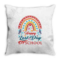rainbow happy last day of school teacher student graduation premium t Throw Pillow | Artistshot