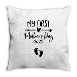 womens happy mother's day 2022 mommy my first mother's day 2022 v neck Throw Pillow | Artistshot