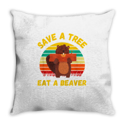 save a tree eat a beaver funny beaver pun adult humor t shirt Throw Pillow | Artistshot