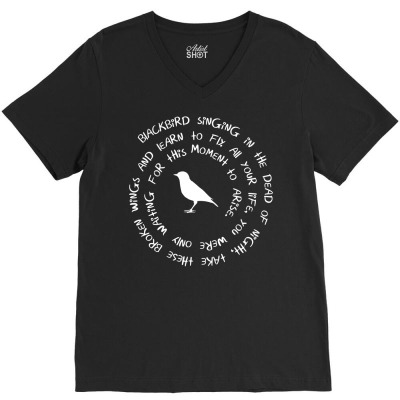 Blackbird Singing In The Dead Of Night Bird Lyrics Premium T Shirt V-neck Tee Designed By Falongruz87