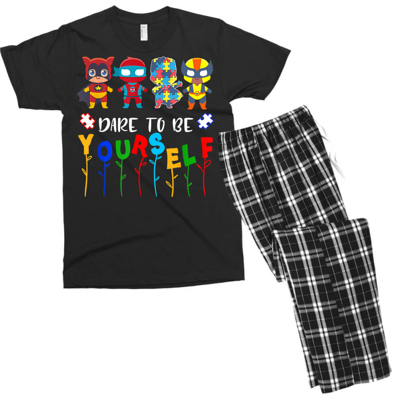 Dare To Be Yourself Shirt Autism Awareness Superheroes T Shirt Men's T-shirt Pajama Set | Artistshot