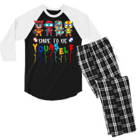 Dare To Be Yourself Shirt Autism Awareness Superheroes T Shirt Men's 3/4 Sleeve Pajama Set | Artistshot