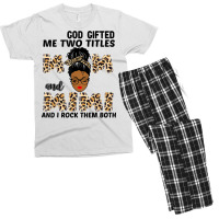 God Gifted Me Two Titles Mom And Mimi Black Girl Leopard T Shirt Men's T-shirt Pajama Set | Artistshot