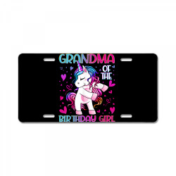 grandma of the birthday girl flossing unicorn grandmother t shirt License Plate | Artistshot