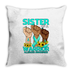 hand sister of a warrior allergies awareness sunflower t shirt Throw Pillow | Artistshot