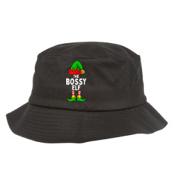 bossy elf matching family christmas t shirt Bucket Hat | Artistshot