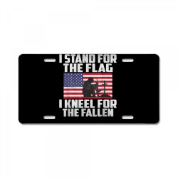 i stand for the flag kneel for the fallen memorial day t shirt License Plate | Artistshot