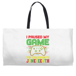 juneteenth games i paused my game to celebrate juneteenth t shirt Weekender Totes | Artistshot