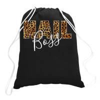 Nail Boss Leopard Print Funny Nail Teach Gifts T Shirt Drawstring Bags | Artistshot