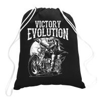 Funny Skull Ride Motorcycle Evolutionfor Dad Drawstring Bags | Artistshot
