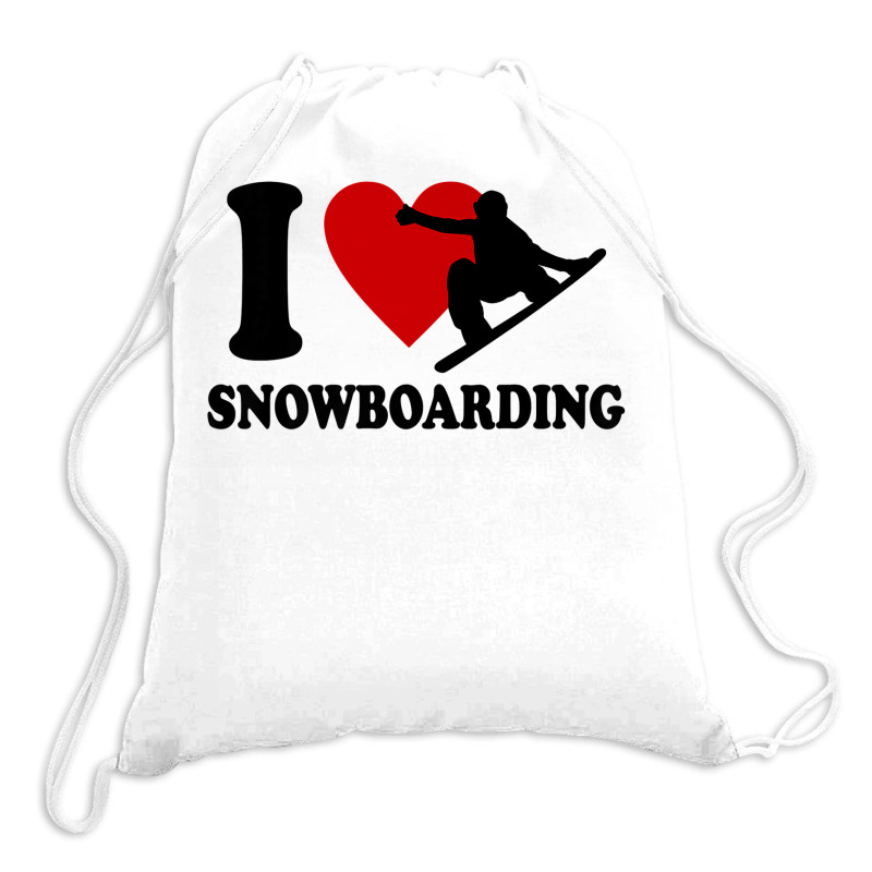 I Love Snowboarding Premium T Shirt Drawstring Bags | Artistshot