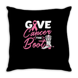 give cancer the boot pink ribbon breast cancer awareness t shirt Throw Pillow | Artistshot