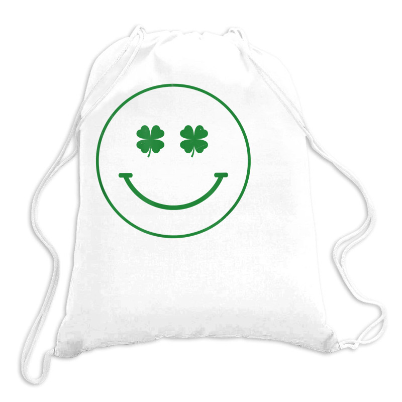 St. Patrick's Day Smiley Face Clover Eyes Trendy T Shirt Drawstring Bags | Artistshot