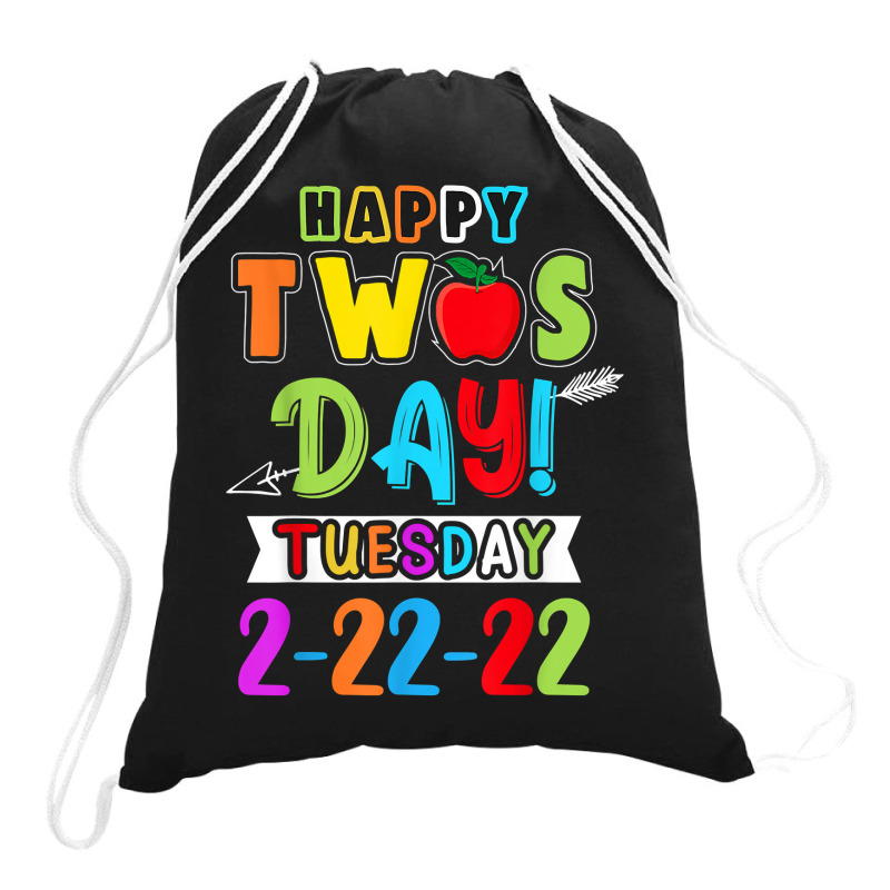 Happy Twosday February 22nd 2022 Student Teacher Kids T Shirt Drawstring Bags | Artistshot