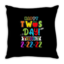happy twosday february 22nd 2022 student teacher kids t shirt Throw Pillow | Artistshot